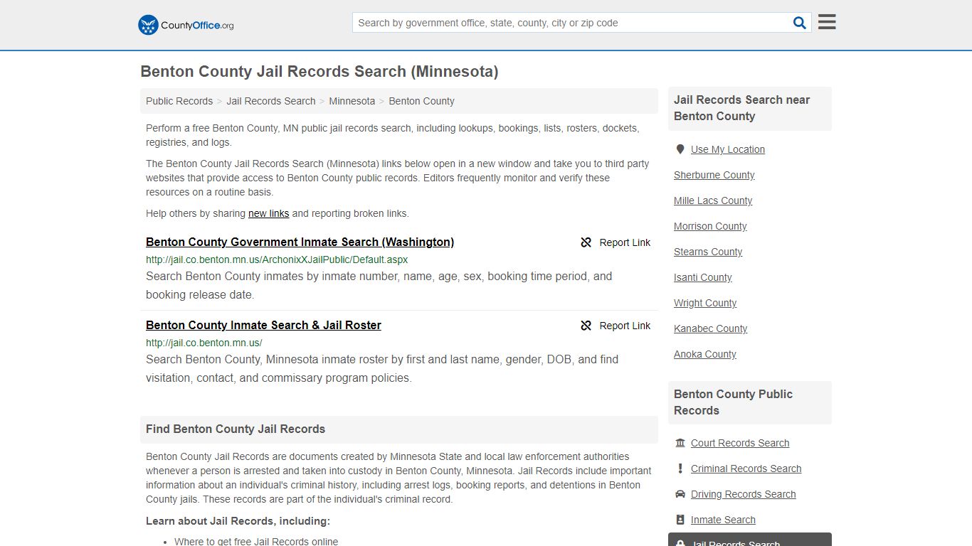Jail Records Search - Benton County, MN (Jail Rosters ...